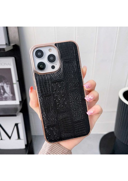 Iphone 13 Pro Telefon Kılıfı 6.1 Inç Slim Nano Electroleating Mahjong Doku Cep Telefonu Arka Kapak Orijinal Cowhide Deri+Pc+Tpu Telefon Kabuk Black (Yurt Dışından) fiyatları