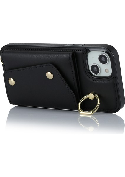 Iphone 12 Mini Deri Kaplamalı Tpu Telefon Kickstand Case Zipper Cüzdan Crossbody Telefon Kapak Black (Yurt Dışından)