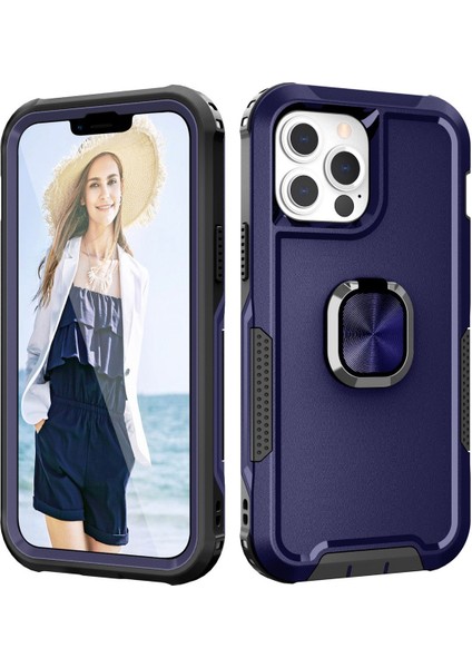 Iphone 13 Pro Telefon Kılıfı Için 6.1 Inç 3 Arada 1 Damla Geçirmez Kickstand Iyi Korumalı Hibrid Cep Telefonu Arka Kapak-Mavi (Yurt Dışından)