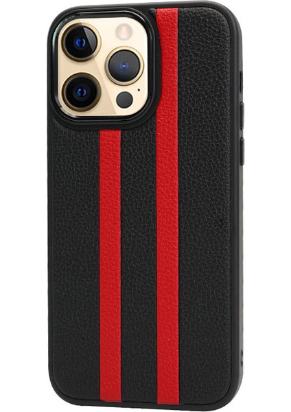 Iphone 13 Pro Telefon Kılıfı 6.1 Inç Şok Geçirmez Dört Köşe Hava Yastığı Şeritleri Pu Deri Kaplamalı Tpu Kasa Arka Kapak Metal Düğme Black (Yurt Dışından)