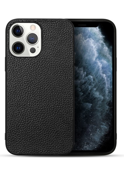 Şok Emilim Litchi Doku Orijinal Deri+Tpu Telefon Kılıfı Iphone 13 Pro 6.1 Inç-Black (Yurt Dışından) modelleri
