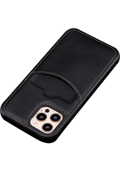 Iphone 13 Pro Max Telefon Kılıfı 6.7 Inç Kart Yuvası Ince Fit Cep Telefon Kapağı Pu Deri+Tpu Cep Telefonu Kılıf Black (Yurt Dışından)