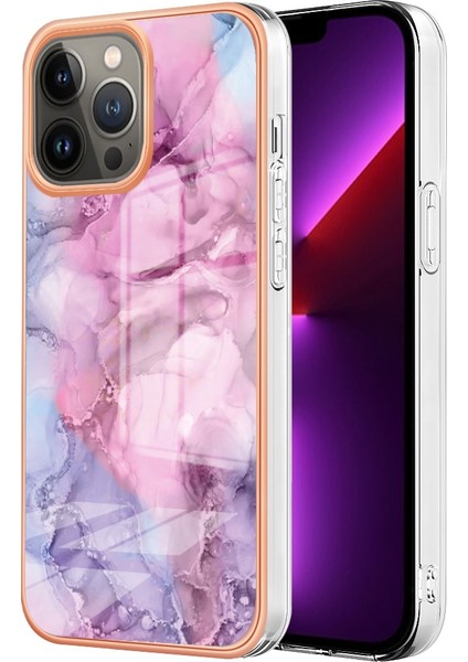 Iphone 13 Pro Max Telefon Kılıfı 6.7 Inç Mermer Desen Elektrapılaşma Çerçevesi Tasarım Kılıfı 2.0mm Tpu Kırpma Dirençli Imd Telefon Kapak-Rose (Yurt Dışından)