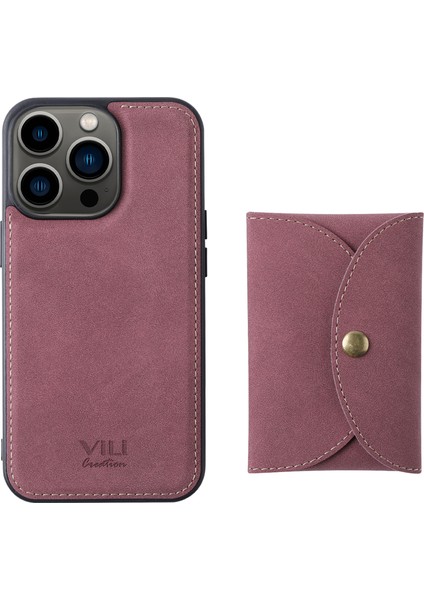 Iphone 13 Pro Telefon Kılıfı Çıkarılabilir 2 Arada Tasarım Manyetik Sağ Açık Kart Deri Kaplamalı Pc+Tpu Kılıf 6.1 Inç-Kırmızı (Yurt Dışından)