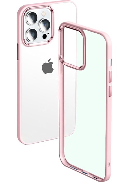 Iphone 13 Pro Max Telefon Kılıfı Koruyucu Kılıf 6.7 Inç Ince Kapak Silikon+Akrilik Anti-Fall Anti Anti Metal Lens Çerçeve Pembe (Yurt Dışından)