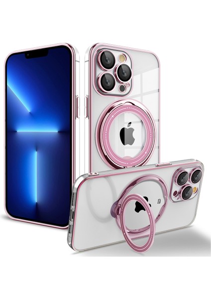 Iphone 13 Pro Max Telefon Kastusu Için Kickstand Case 6.7 Inç Pc+Tpu Telefon Kapağı Şok Geçirmez Telefon Kasası Magsafe-Pink ile Uyumlu (Yurt Dışından)