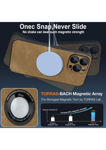 Iphone 13 Pro Telefon Kılıfı Için Cilt Dokunlu Pu Deri+Pc+Tpu Kapak Lens Koruyucu-Brown ile Anti-Çizelge Manyetik (Yurt Dışından)