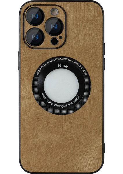 Iphone 13 Pro Telefon Kılıfı Için Cilt Dokunlu Pu Deri+Pc+Tpu Kapak Lens Koruyucu-Brown ile Anti-Çizelge Manyetik (Yurt Dışından)