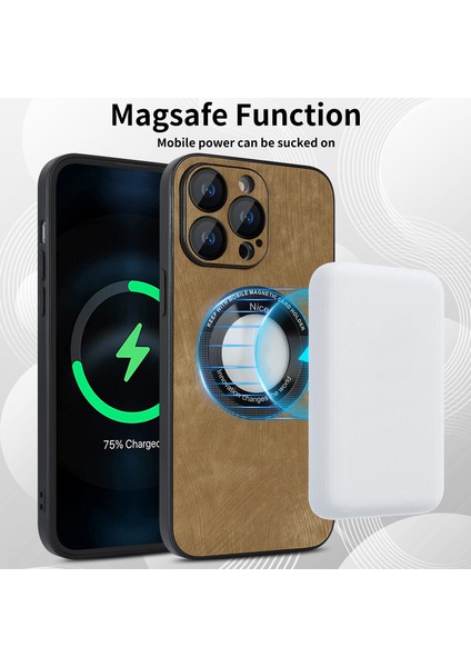 Iphone 13 Pro Telefon Kılıfı Için Cilt Dokunlu Pu Deri+Pc+Tpu Kapak Lens Koruyucu-Brown ile Anti-Çizelge Manyetik (Yurt Dışından)