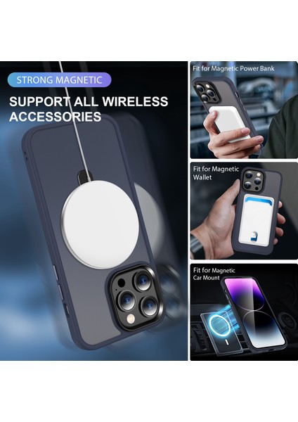 Iphone 13 Pro Telefon Kılıfı Için 6.1 Inç Magsafe Pc+Tpu Ring Kickstand Cover-Dark Blue ile Uyumlu (Yurt Dışından) modelleri