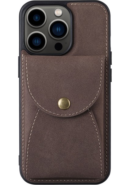 Iphone 13 Pro Telefon Kılıfı Çıkarılabilir 2 Arada Tasarım Kapağı Manyetik Dikey Açık Kart Deri Kaplamalı Pc+Tpu Koruyucu Kılıf 6.1 Inç-Kahverengi (Yurt Dışından)