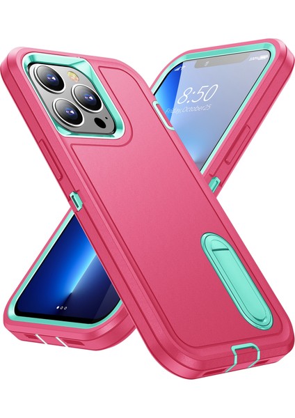 Kickstand-Rose ile iPhone 13 Pro 6.1 Inç Pc+Tpu Kapağı Için Askeri Düşüşe Dayanıklı Telefon Kasası (Yurt Dışından)