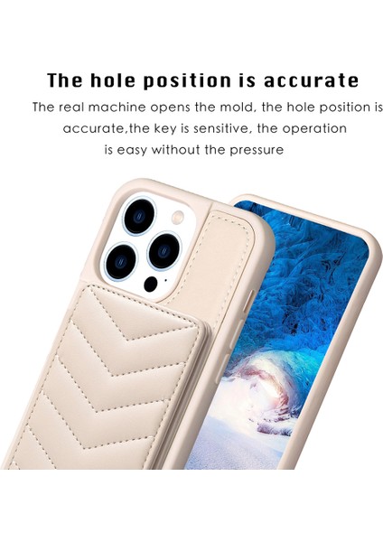Iphone 13 Pro Telefon Kılıfı Kickstand Wave Dikiş Doku Kart Tutucu Tpu+Pu Deri-Bej (Yurt Dışından) modelleri