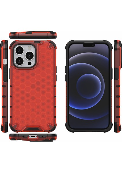 Iphone 13 Pro 6.1 Inç-Kırmızı Için Petek Desenli Tpu+Pc Hibrid Kasa Telefon Kapağı (Yurt Dışından) modelleri