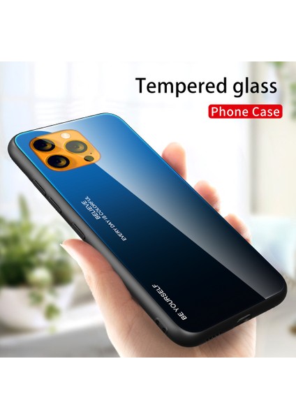 Iphone 13 Pro Telefon Kılıfı Için Ince Işık Gradyanı 9h Sertlik Temperli Cam+Tpu Giyim-Dirençli Anti-Drop Hibrit Kılıfı 6.1 Inç-Mavi/siyah (Yurt Dışından) modelleri
