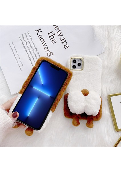 Iphone 13 Pro 6.1 Inç Anti-Tear Sevimli Kabarık Cep Telefon Kılıfı Sıcak Peluş+Tpu Yumuşak Telefon Kapak-Beyaz (Yurt Dışından) fırsatları