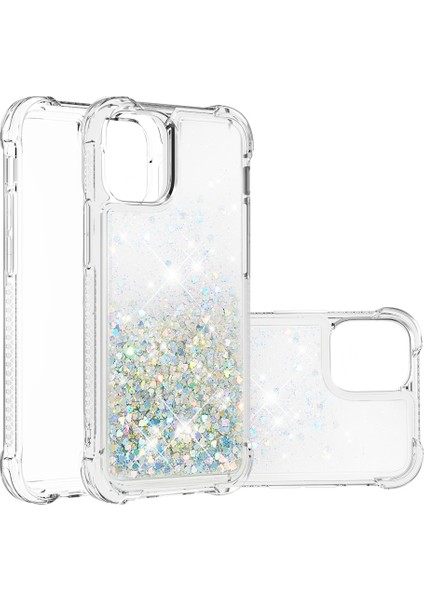 Iphone 13 Pro 6.1 Inç-Silver Için Glitter Bling Sıvı Işıltı Moda Akış Hızlı ve Tpu Kılıfı (Yurt Dışından)