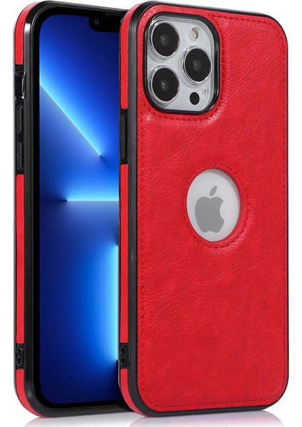 Iphone 13 Pro Max Telefon Kılıfı Logosu Telefon Kılıfını Görüntüle 6.7 Inç Koruyucu Ince Kılıf Yumuşak Tpu+Pu Telefon Kapak-Kırmızı (Yurt Dışından)