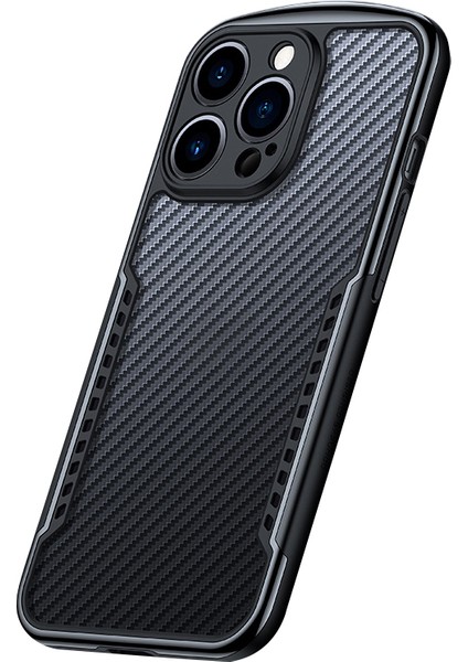 Iphone 13 Pro Max Telefon Kılıfı Için 6.7 Inç Kamera Koruması Karbon Fiber Doku Acrililik+Tpu Dört Köşeyi Güçlendirin Kapak Black (Yurt Dışından)