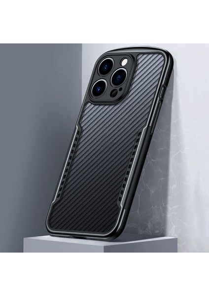 Iphone 13 Pro Max Telefon Kılıfı Için 6.7 Inç Kamera Koruması Karbon Fiber Doku Acrililik+Tpu Dört Köşeyi Güçlendirin Kapak Black (Yurt Dışından)