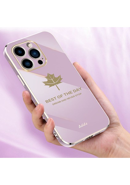 Iphone 13 Pro 6.1 Inç Düz Kenar 6d Elektro-Örtülü Telefon Kapağı Akçaağaç Yaprağı Parlak Tpu Case-Black (Yurt Dışından)