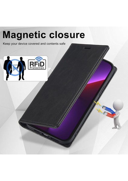 Iphone 13 Pro Max Telefon Kılıfı 6.7 Inç Rfıd Engelleme Manyetik Kapatma Cep Telefonu Kapağı Flip Cüzdan Stand Koruyucu Kabuk Black (Yurt Dışından) fırsatları