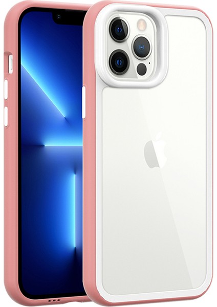 Iphone 13 Pro Max Telefon Kılıfı Için Şok Geçirmez Temiz Telefon Kılıfı Akrilik Geri+Renkli Çift Çıkarılabilir 2-1 Arada Kapak Pembe (Yurt Dışından)