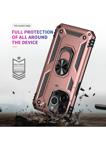 Iphone 13 Pro Telefon Kılıfı Askeri Sınıf Pc Tpu Şok Geçirmez Hibrit Kapak 6.1 Inç Rotary Ring Araba Montajı Kickstand-Rose Altın (Yurt Dışından) fırsatları