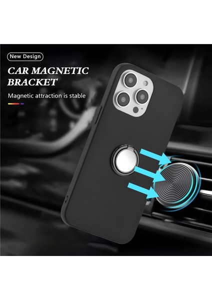 Iphone 13 Pro 6.1 Inç Yumuşak Mat Tpu Kapak Halka Tutucu Kickstand-Black Için Cep Telefonu Kabuğu (Yurt Dışından) modelleri