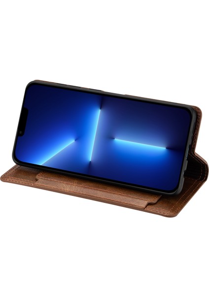 Iphone 13 Pro Max Telefon Kılıfı Şok Geçirmez Telefon Kapağı 6.7 Inç Pu Deri Fermuar Cep Telefonu Cüzdan Kılıfı Stand-Brown (Yurt Dışından) modelleri