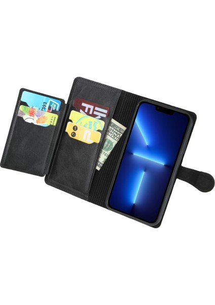 Iphone 13 Pro Max Telefon Kılıfı Şok Geçirmez Telefon Kapağı 6.7 Inç Pu Deri Fermuar Cep Telefonu Cüzdan Kılıfı Stand-Black (Yurt Dışından) fiyatları