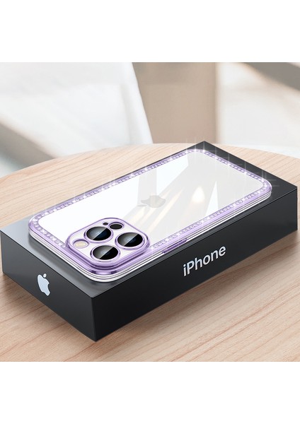 Iphone 13 Pro Max Telefon Kılıfı 6.7 Inç Rhinestone Dekor Tpu+Pc Telefon Kapağı Elektrapılaşma Çerçevesi Arka Lens All Sızdırılmış Doğum (Yurt Dışından) fırsatları