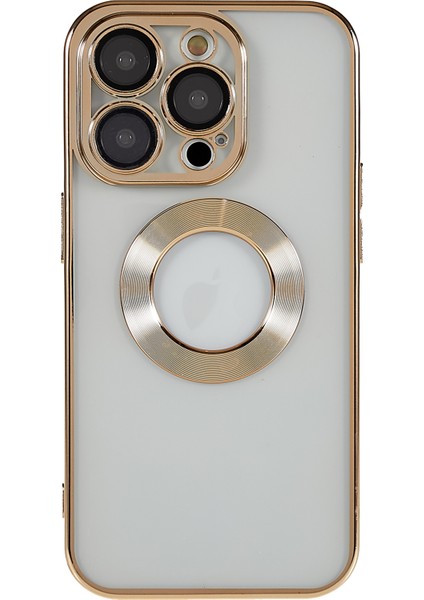 Iphone 13 Pro Telefon Kılıfı 6.1 Inç CD Doku Yüzük Logo Deliği Tasarımı Temiz Tpu Elektraplama Kenarları Dahili Pc Lens Film Gold ile Koruyucu Kapak (Yurt Dışından)