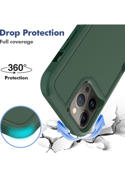 Iphone 13 Pro Max Telefon Kılıfı 6.7 Inç Pc+Yumuşak Tpu Çift Katman Koruma Kılıfı Karaklama Önleyici Telefon Kabuk-Dark Yeşil (Yurt Dışından) modelleri