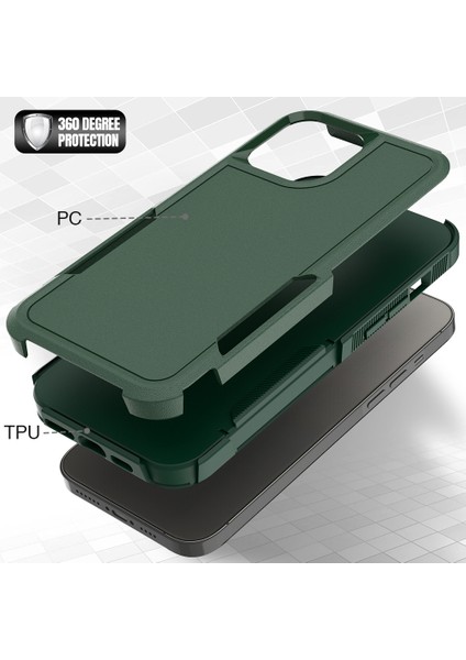 Iphone 13 Pro Max Telefon Kılıfı 6.7 Inç Pc+Yumuşak Tpu Çift Katman Koruma Kılıfı Karaklama Önleyici Telefon Kabuk-Dark Yeşil (Yurt Dışından) fırsatları