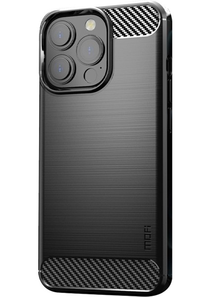 Iphone 13 Pro Max Telefon Kılıfı 6.7 Inç Karbon Fiber Doku Parmak Izi Tpu Kılıf Fırçalanmış Telefon Kapağı Black (Yurt Dışından)