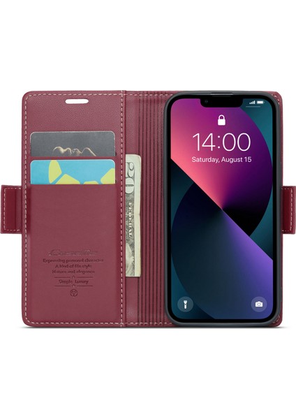 Iphone 13 Mini Rfıd Için Deri Deri Kılıf Litchi Doku Dikkat Stand Cüzdan Telefon Kapak-Kırmızı (Yurt Dışından) fiyatları