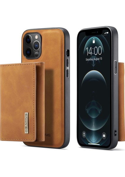 Iphone 13 Pro Telefon Kılıfı Için Kablosuz Şarj Deri Kaplamalı Tpu+Pc Mıknatıs Emilim Cüzdan Hibrit Kapak Kabuğu Kickstand 6.1 Inç-Kahverengi (Yurt Dışından)