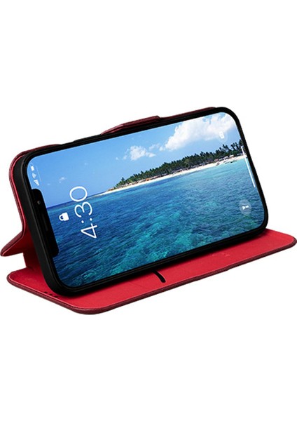 Iphone 13 Pro Max Telefon Kılıfı 6.7 Inç Pu Deri Tpu Tam Koruma Kılıfı Folio Flip Card Yuvası Stand Kapak-Kırmızı (Yurt Dışından)