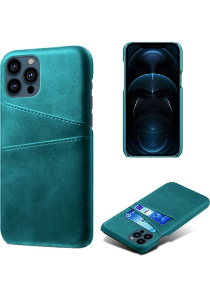 Iphone 13 Pro Telefon Kılıfı Için Deri Kaplamalı Pc 6.1 Inç Çift Kart Yuvaları Ultra Ince Koruyucu Kabuk Yeşil (Yurt Dışından)