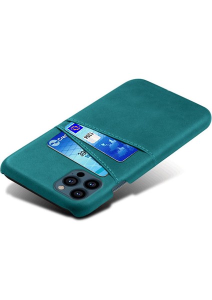 Iphone 13 Pro Telefon Kılıfı Için Deri Kaplamalı Pc 6.1 Inç Çift Kart Yuvaları Ultra Ince Koruyucu Kabuk Yeşil (Yurt Dışından) modelleri