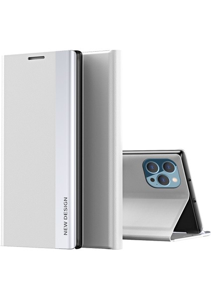 Otomatik Emilim Anti-Shock Folio Flip Kaplamalı Deri Stand Kılıfı Iphone 13 Pro 6.1 Inç-Beyaz (Yurt Dışından)