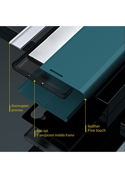 Otomatik Emilim Anti-Shock Folio Flip Kaplamalı Deri Stand Kılıfı Iphone 13 Pro 6.1 Inç-Beyaz (Yurt Dışından) modelleri