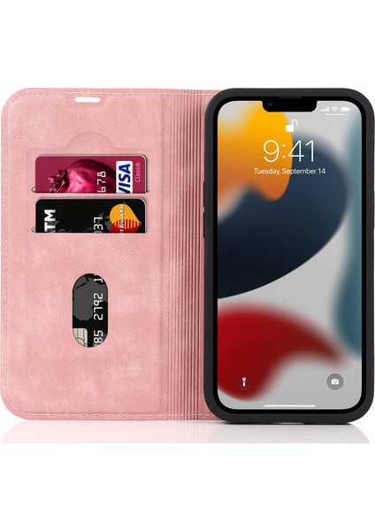 Iphone 13 Pro Max Telefon Kılıfı Için 6.7 Inç Rfıd Engelleme Deri Kılıf Kart Tutucu Stand Manyetik Otomatik Absorlanmış Telefon Kabuk Pembe (Yurt Dışından) fiyatları