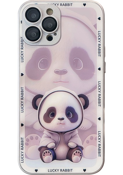 Iphone 13 Pro Max Telefon Kılıfı Gölge Panda Desenli Telefon Kılıfı Temperlenmiş Cam+Tpu Lens Film-Beyaz ile Arka Kapak (Yurt Dışından)