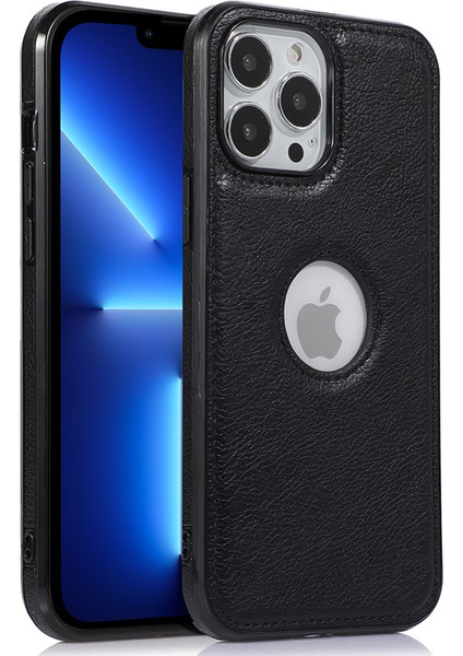 Iphone 13 Pro 6.1 Inç Logo Için Koruyucu Kılıf Telefon Kılıfı Yumuşak Tpu+Pu Telefon Ince Kapak Black (Yurt Dışından)