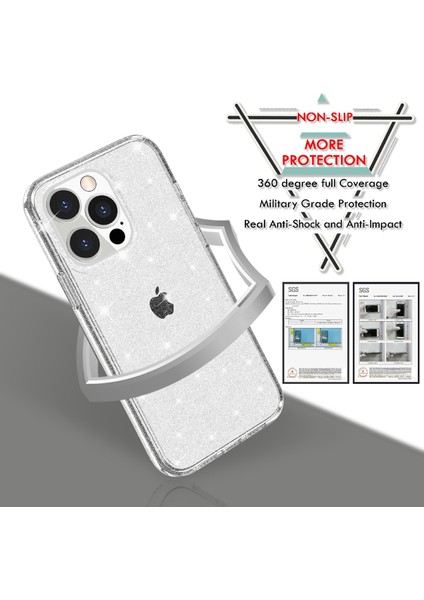 Iphone 13 Pro 6.1 Inç Için Clear Bling Bling Işıltılı Toz Parıltı Parlak Yumuşak Tpu+Sert Pc Arka Kapak-Altın (Yurt Dışından) fiyatları