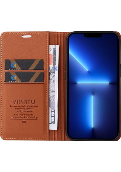 Iphone 13 Pro Telefon Kılıfı 6.1 Inç Yk- 001 Anti-Fall Manyetik Otomatik Absorbed Pu Deri Deri Flip Cüzdan Stand Koruyucu-Kahverengi (Yurt Dışından) fırsatları