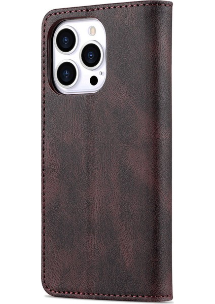 Pu Deri Cüzdan Standı Telefon Kasası Koruyucu Kabuk iPhone 13 Pro 6.1 Inç-Kahverengi (Yurt Dışından) modelleri