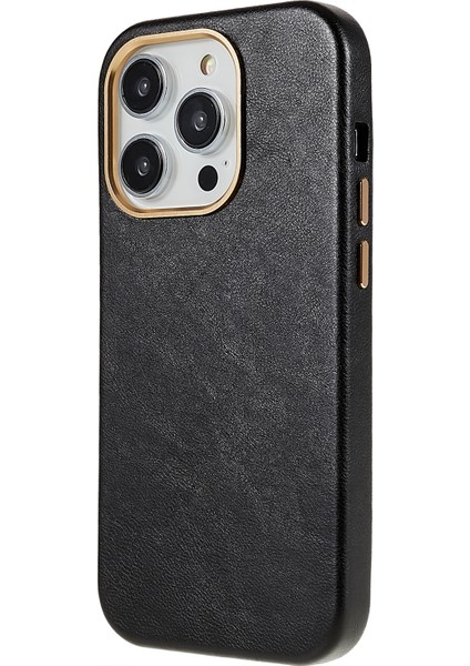 Iphone 13 Pro Max Telefon Kılıfı Için 6.7 Inç Anti-Çizelge Pu Deri+Pc Metal Lens Ring Frame-Black ile Cep Telefonu Kapağı Işletme (Yurt Dışından) modelleri